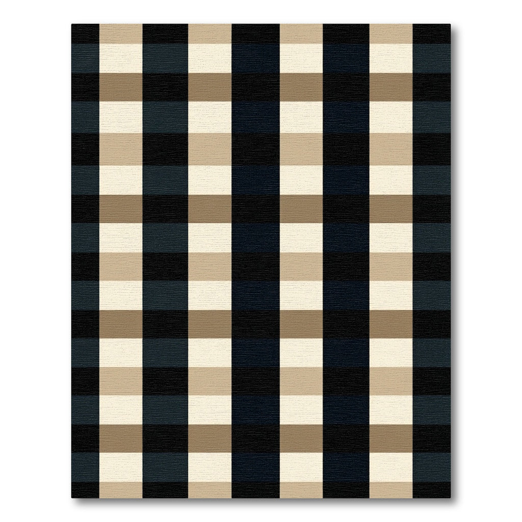 Classic Black Tan Checkered Squares Rug