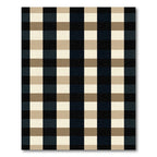 Classic Black Tan Checkered Squares Rug