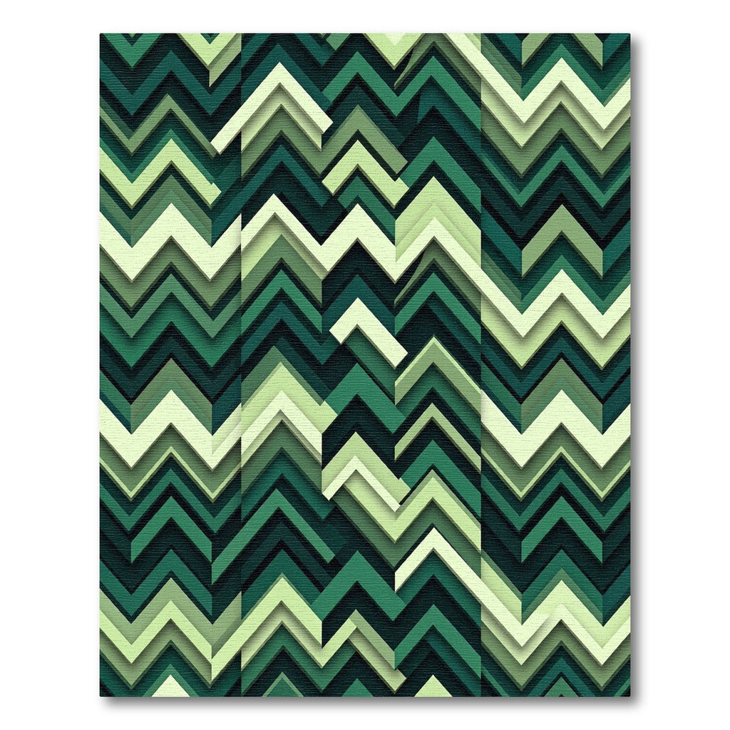 Shaded Green Chevron Layers Rug