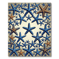 Coastal Blue and Gold Starfish Arrangement Rug