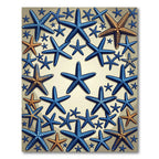 Coastal Blue and Gold Starfish Arrangement Rug