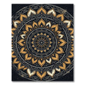Golden Gilded Floral Medallion Circular Art Rug