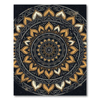 Golden Gilded Floral Medallion Circular Art Rug