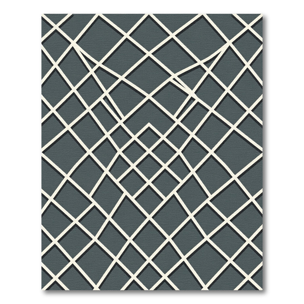 Modern Charcoal Geometric Grid Art Rug