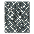 Modern Charcoal Geometric Grid Art Rug