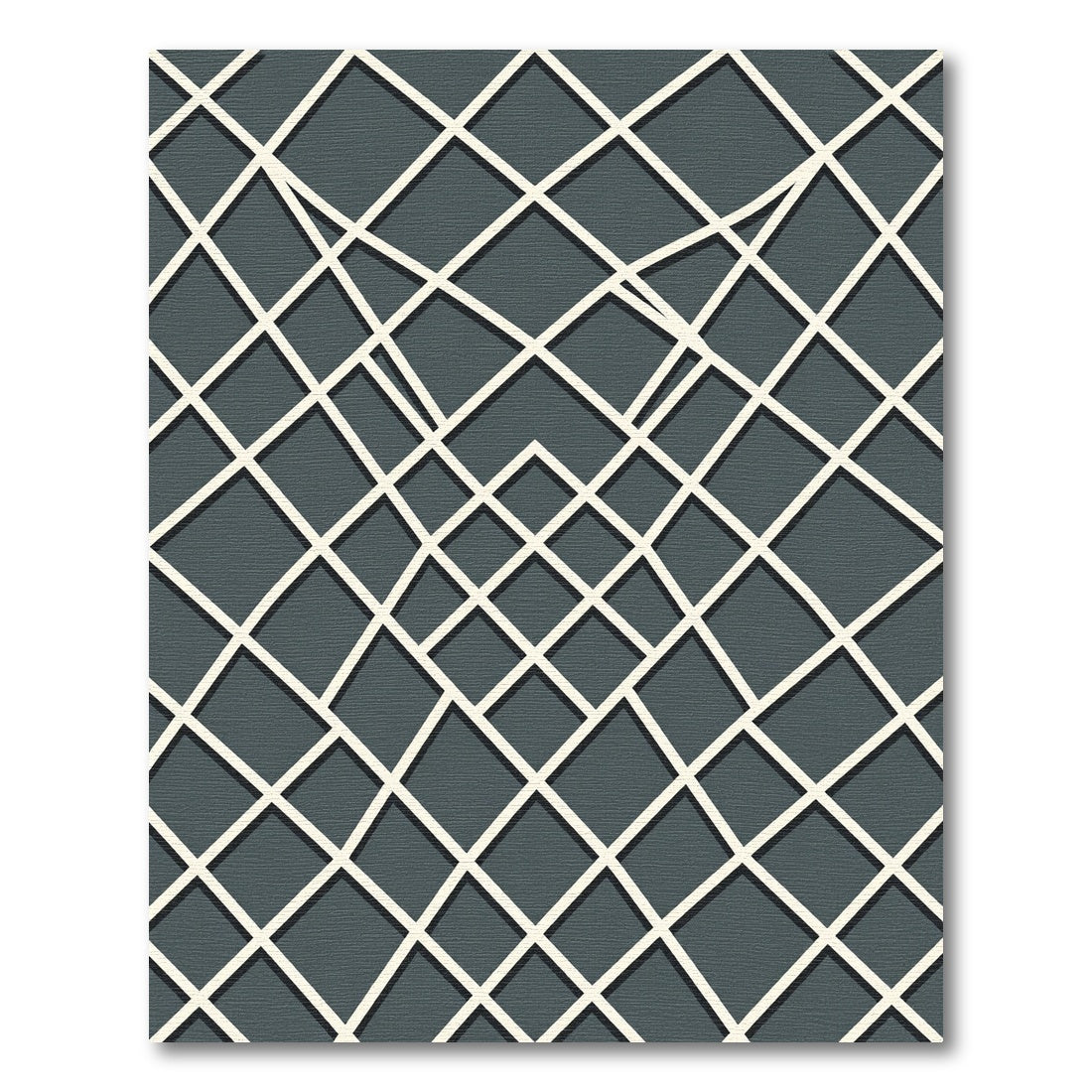 Modern Charcoal Geometric Grid Art Rug