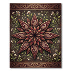 Deep Burgundy Floral Paisley Medallion Rug