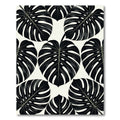 Monstera Leaf Black White Pattern Rug