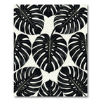 Monstera Leaf Black White Pattern Rug