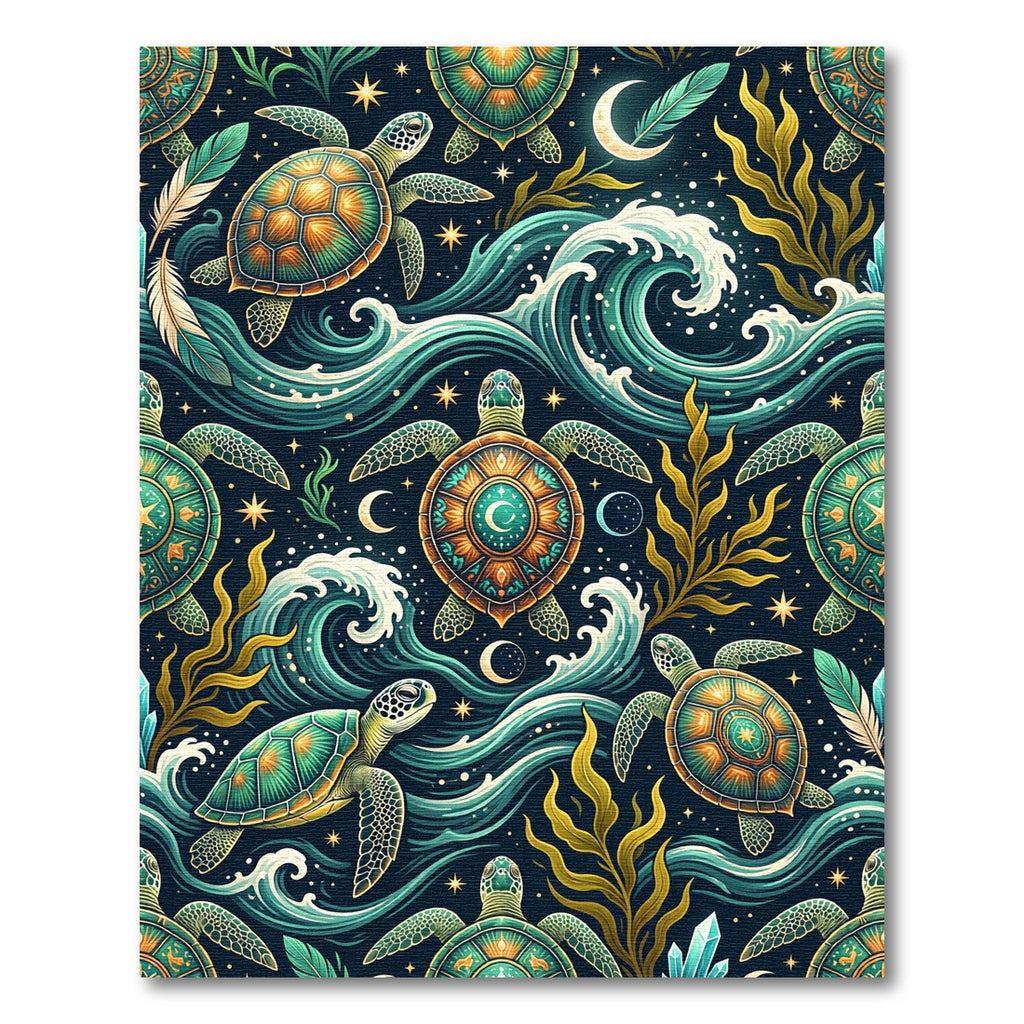 Celestial Sea Turtle Enchanted Ocean Waves Rug