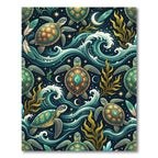 Celestial Sea Turtle Enchanted Ocean Waves Rug