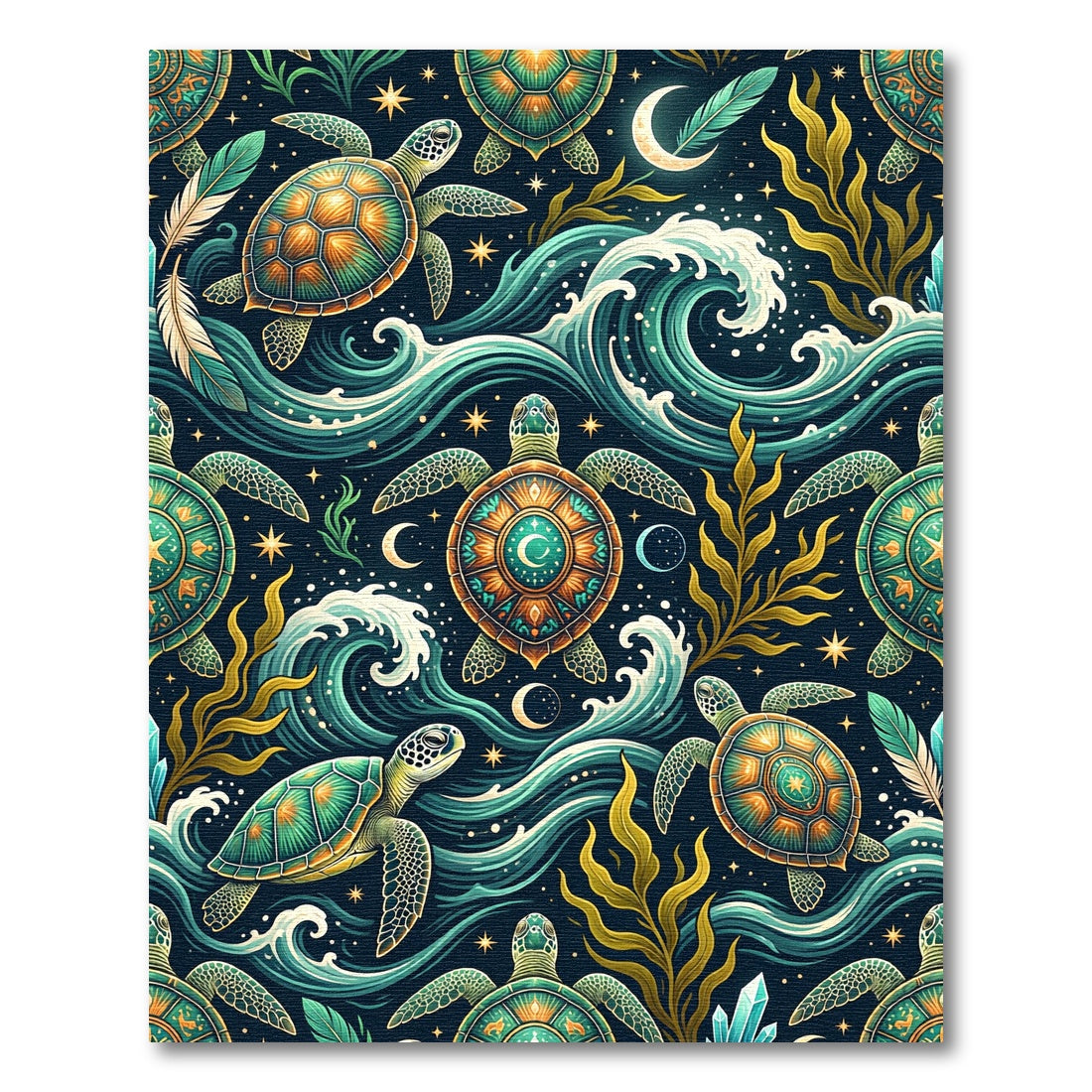 Celestial Sea Turtle Enchanted Ocean Waves Rug
