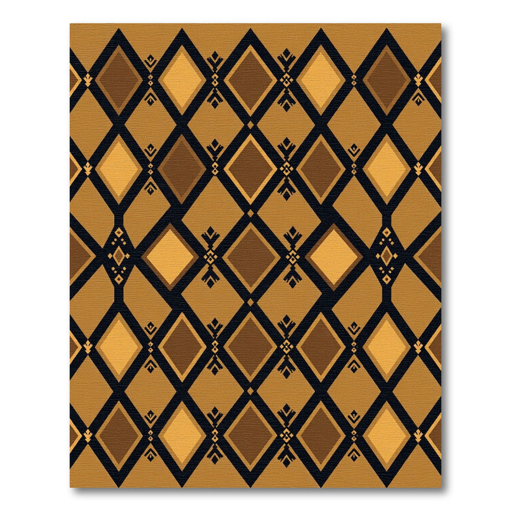 Geometric Golden Amber Black Diamond Rug