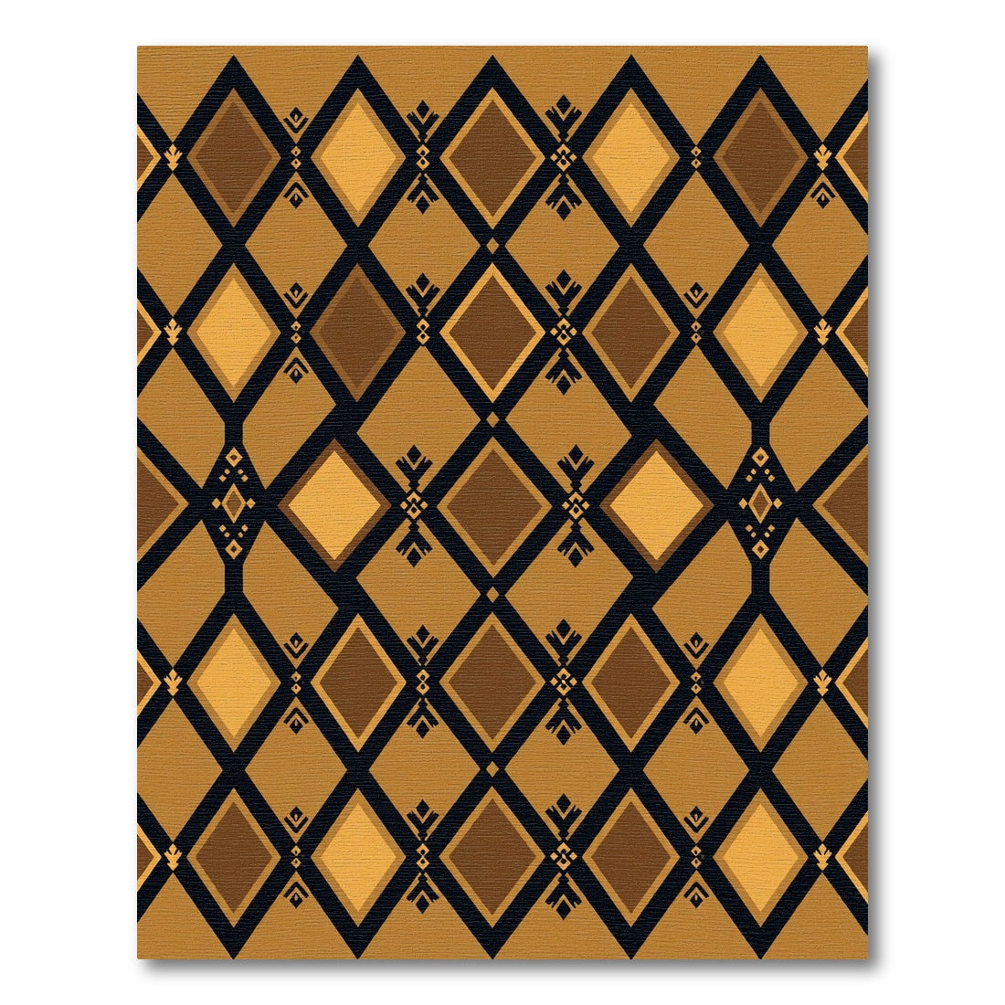Geometric Golden Amber Black Diamond Rug