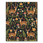 Whimsical Forest Deer Botanical Woodland Rug