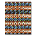 Brown Red Blue Floral Stripes Rug