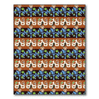 Brown Red Blue Floral Stripes Rug