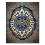 Royal Blue Golden Celestial Medallion Rug