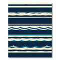 Coastal Navy Sea Wave Striped Rug