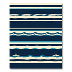 Coastal Navy Sea Wave Striped Rug