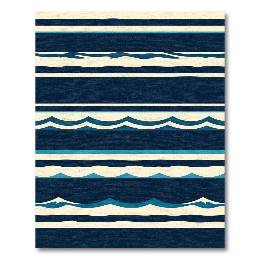 Coastal Navy Sea Wave Striped Rug