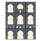 Navy Golden Arch Lattice Mosaic Rug