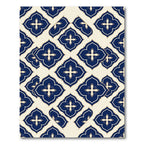 Navy Blue Quatrefoil Geometric Trellis Rug