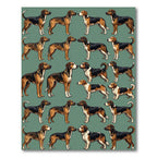 Tricolor Spaniel Hound Grid Illustration Rug