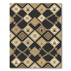 Gold Geometric Chain Architectural Square Tile Rug