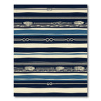 Navy Blue Striped Nautical Feather Rope Rug