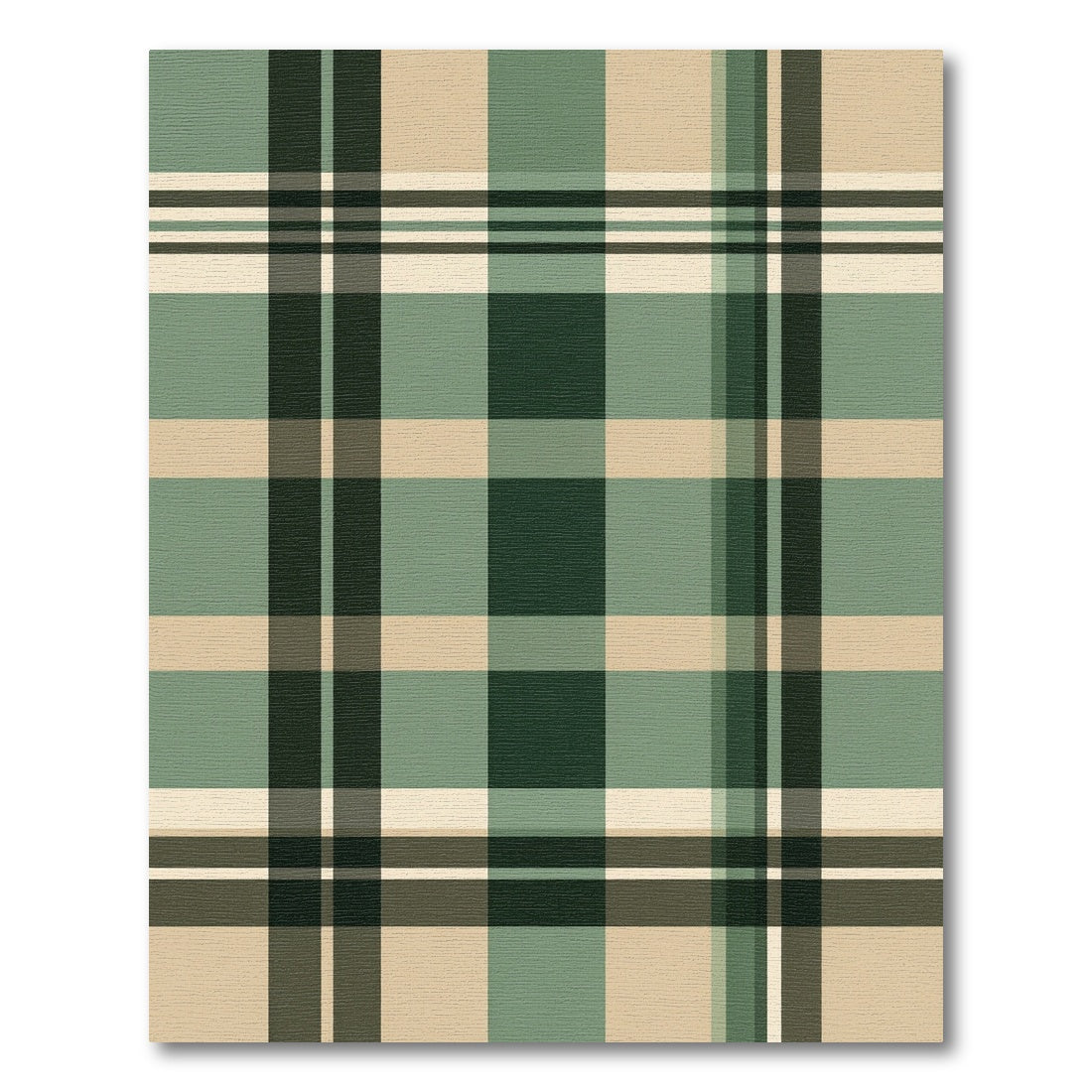 Green Beige Plaid Pattern Rug