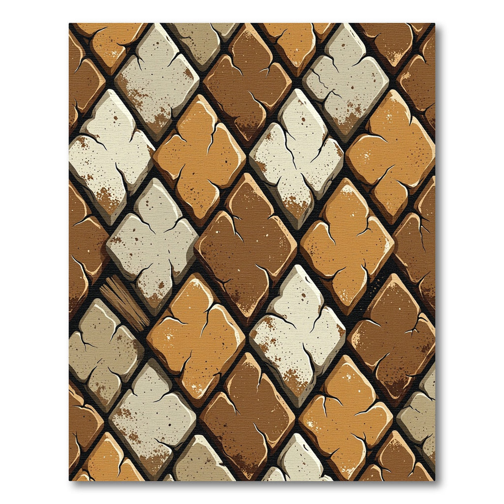 Earthy Brown Terracotta Diamond Mosaic Rug
