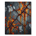 Cracked Surface Rusty Orange Tiles Rug
