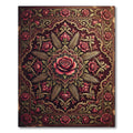 Ornate Burgundy Rose Floral Medallion Rug