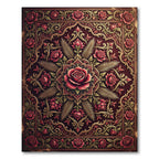 Ornate Burgundy Rose Floral Medallion Rug