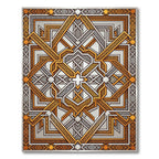 Golden Orange Geometric Arabesque Rug