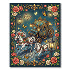 Whimsical Golden Butterfly Carriage Floral Rug
