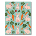 Playful Pastel Rabbit and Carrot Field Rug