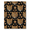 Golden Leopard Rose Floral Repeat Rug