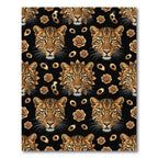 Golden Leopard Rose Floral Repeat Rug