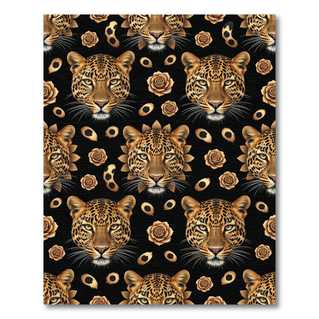 Golden Leopard Rose Floral Repeat Rug