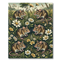 Whimsical Meadow Mice with Wildflowers Rug