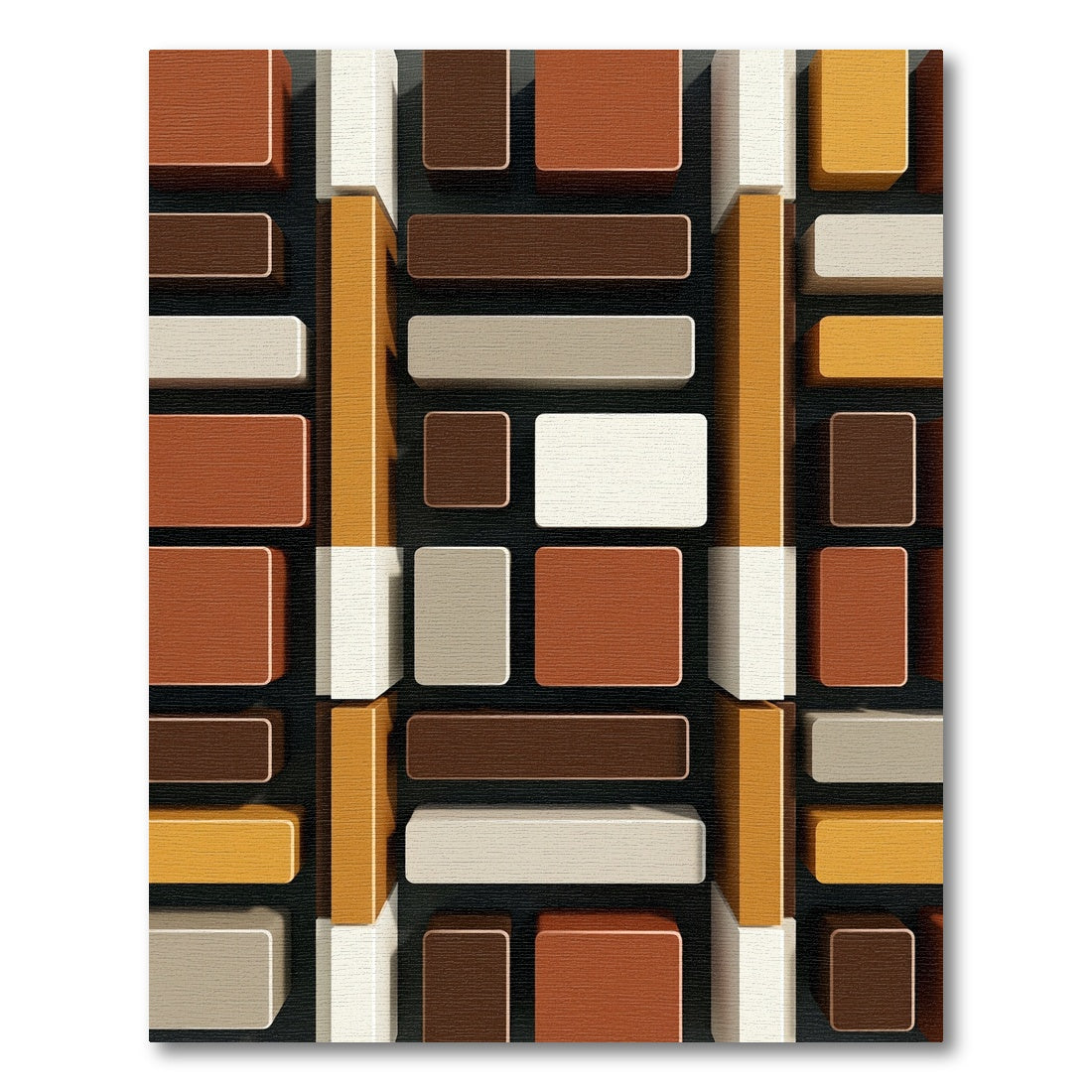 Terracotta Brown Rectangles Blocks Rug