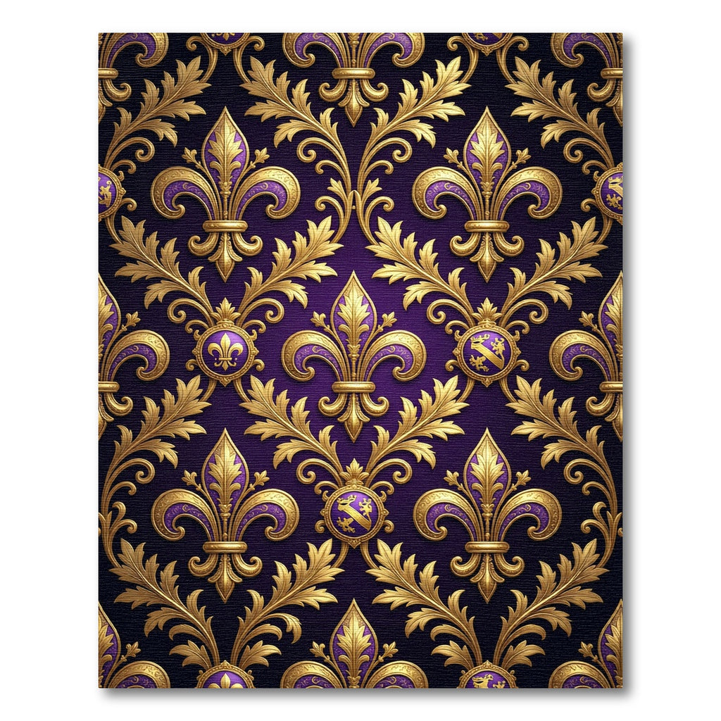 Royal Purple Gold Fleur-de-Lis Tapestry Rug