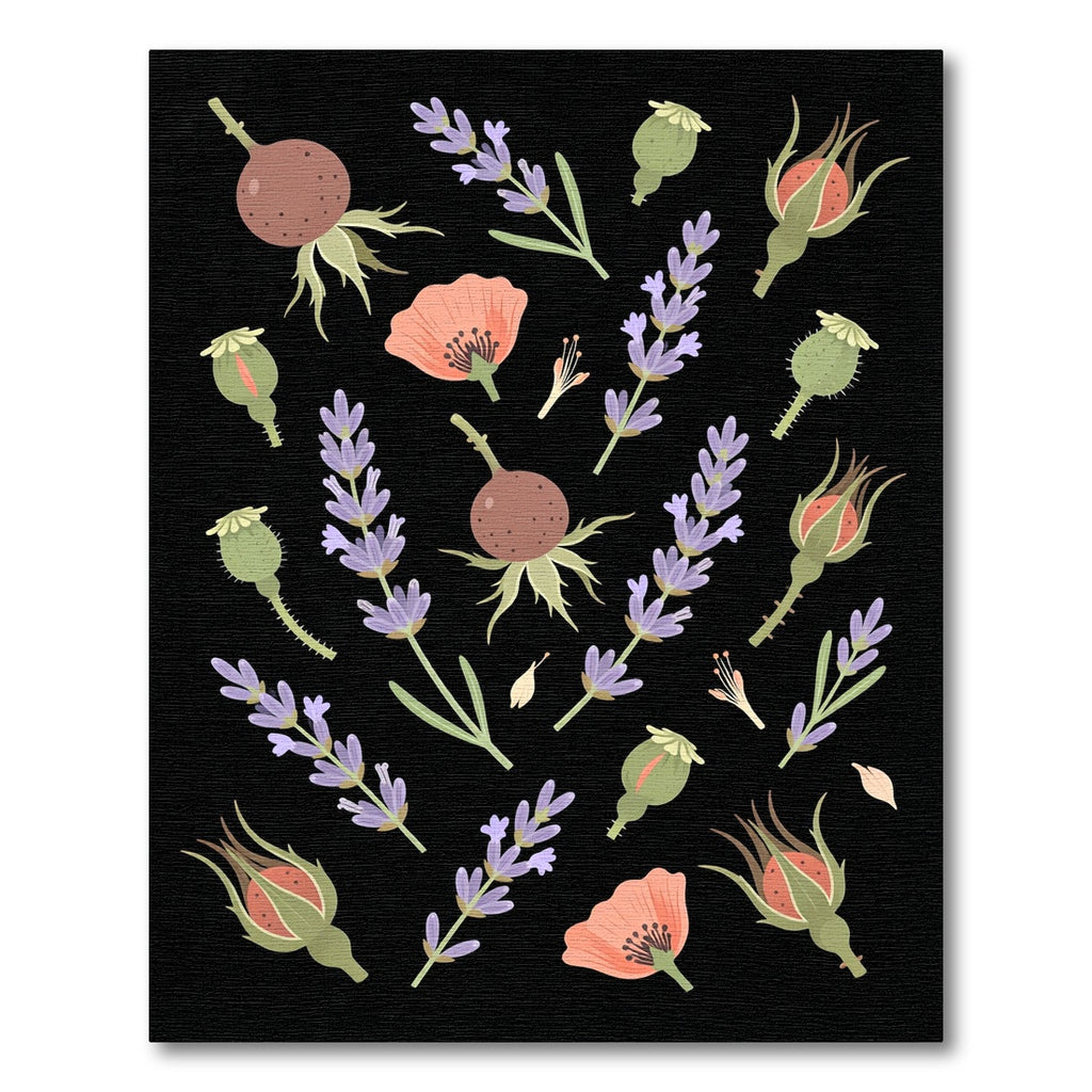 Whimsical Floral Lavender Rosehip Poppy Rug