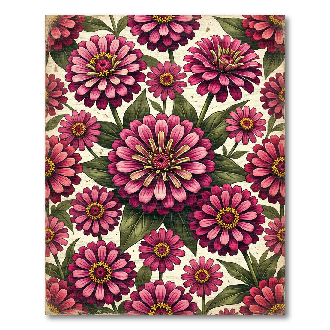 Vibrant Pink Zinnia Floral Garden Rug