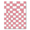 Modern Coral and White Checkerboard Grid Rug