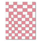 Modern Coral and White Checkerboard Grid Rug
