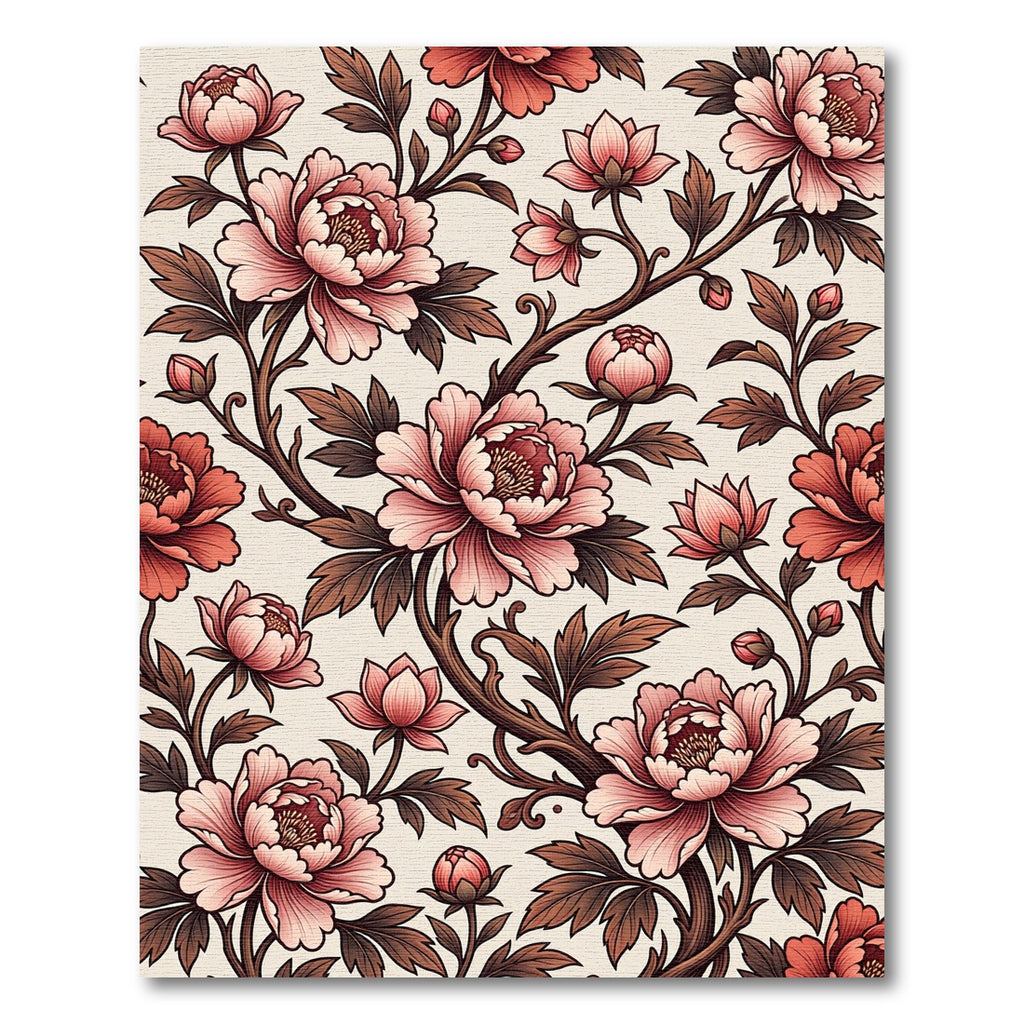 Pink Peony Blossom Vine Rug