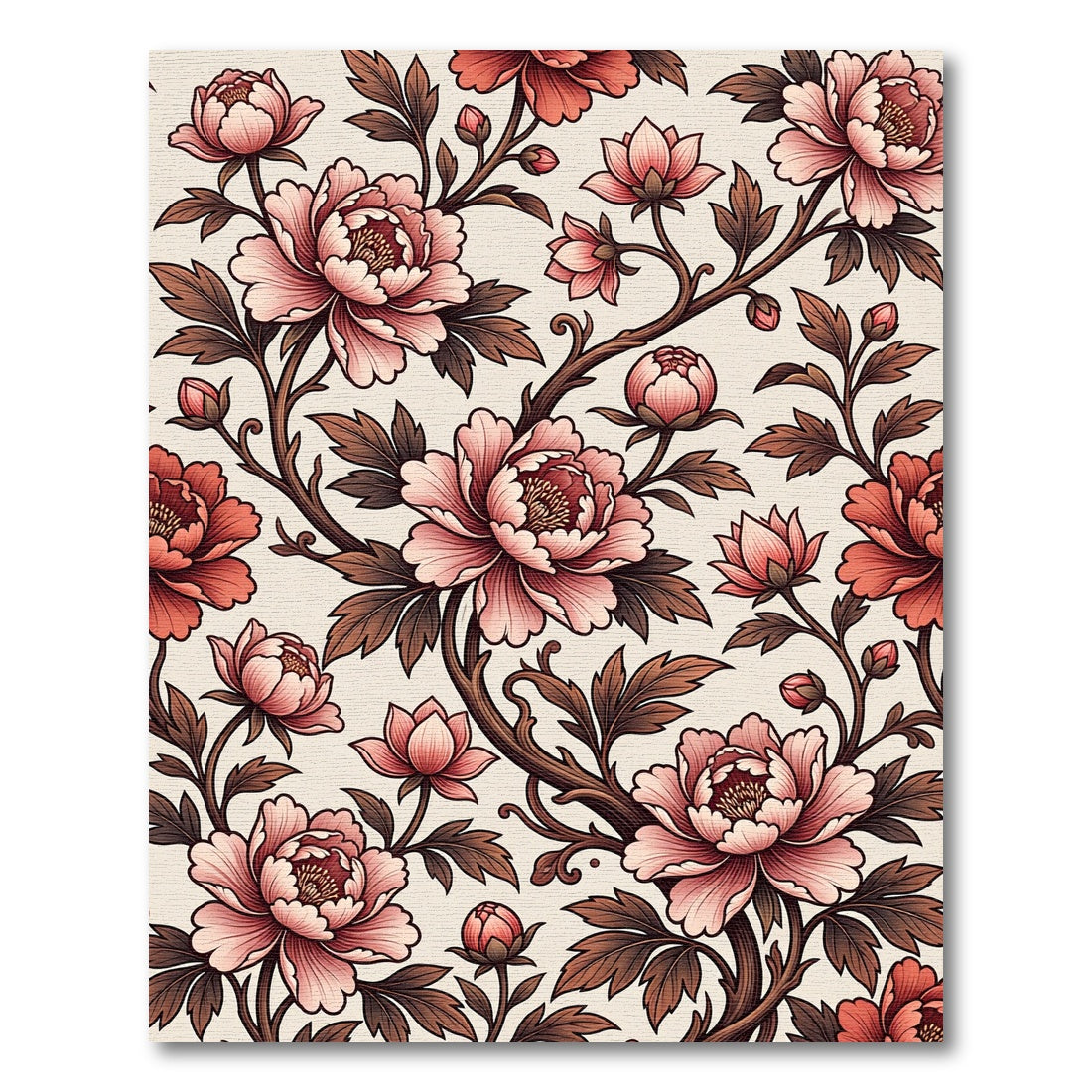 Pink Peony Blossom Vine Rug